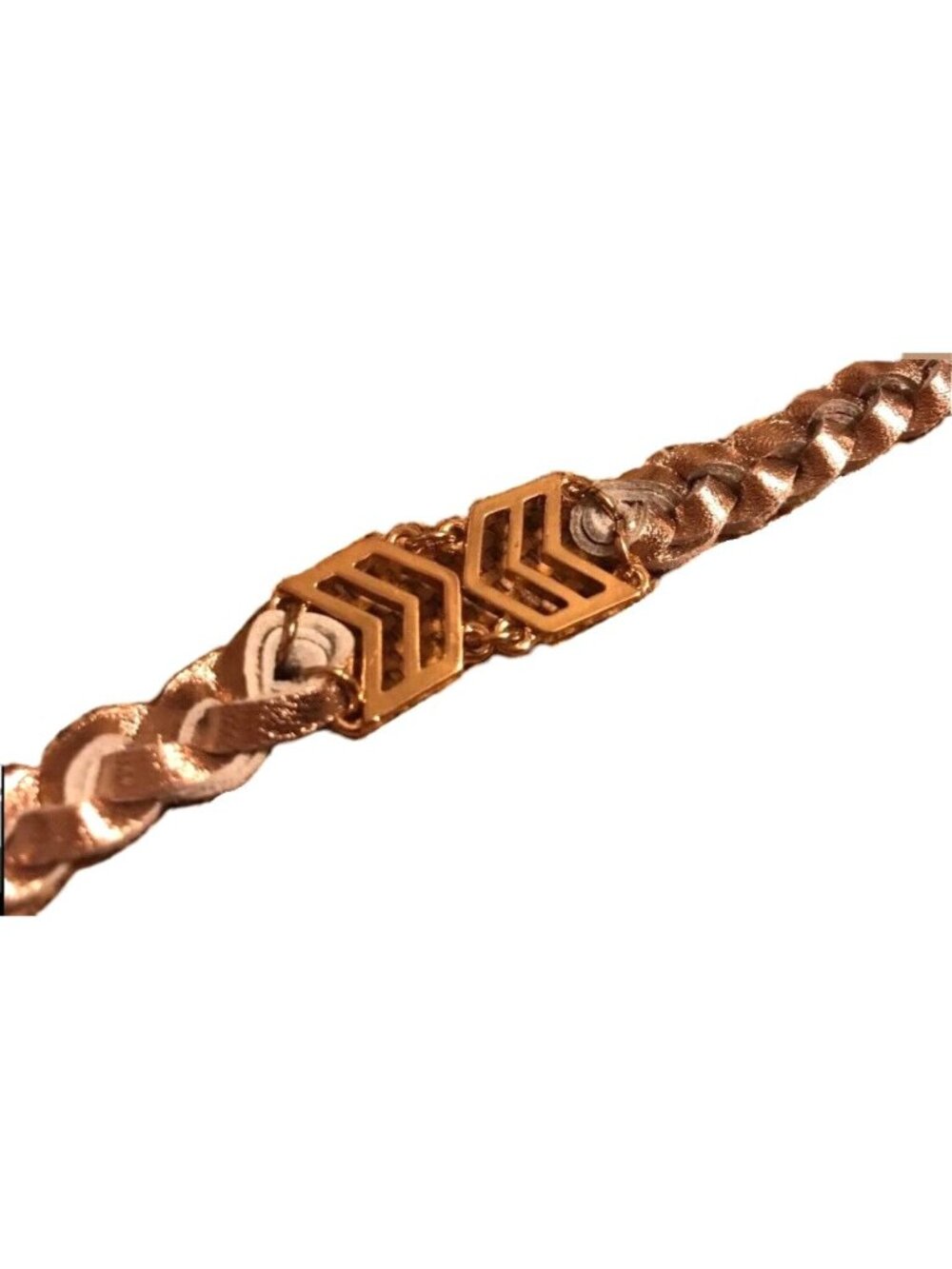 Ettika Bracelet Friendship Adjustable 18k Rose Gold Plated Grey Leather 7.5”